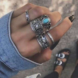 ✨New! Elephant boho ring set • 5 Piece✨